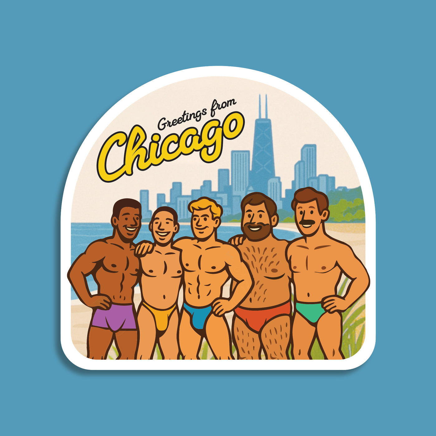 Johnny Beach Greetings from Chicago Sticker - Retro Vinyl Decal