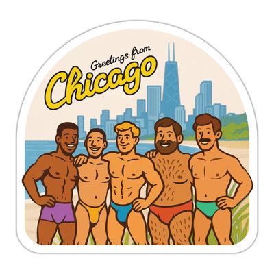 Johnny Beach Greetings from Chicago Sticker