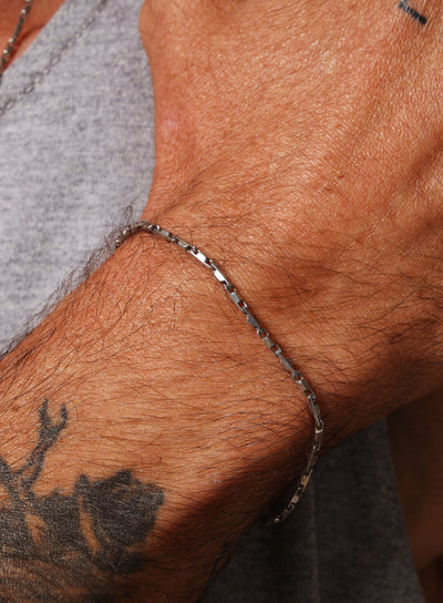 We Are All Smith 925 Oxidized Sterling Silver Chain Bracelet