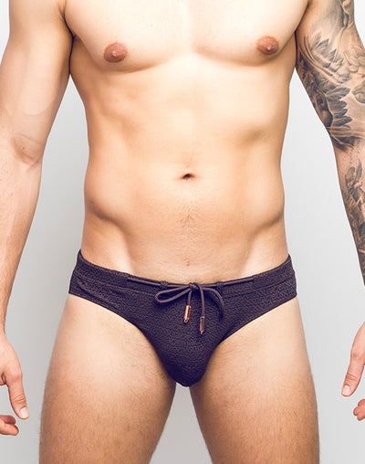 2eros V30 Textured Swim Brief Signet Cocoa Black