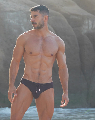 2eros V30 Textured Swim Brief Signet Cocoa Black