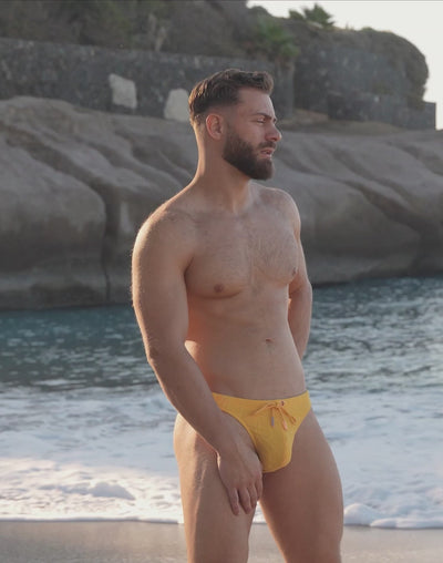 2eros V80 Textured Swim Thong Ripple Yellow