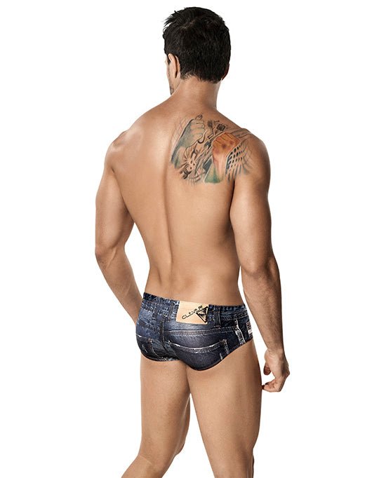 Sexy Mens Smooth Shorts Fake Denim Jean Printed Elastic Boxer Briefs  Underwear