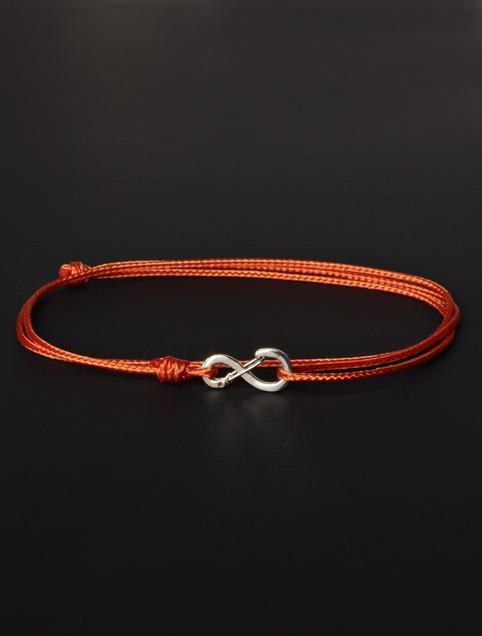 We Are All Smith Infinity Bracelet - Burnt Orange Cord with Silver Clasp
