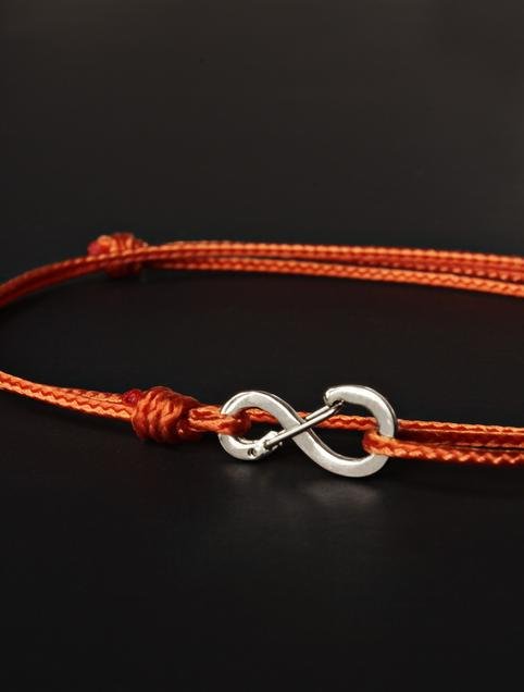 We Are All Smith Infinity Bracelet - Burnt Orange Cord with Silver Clasp