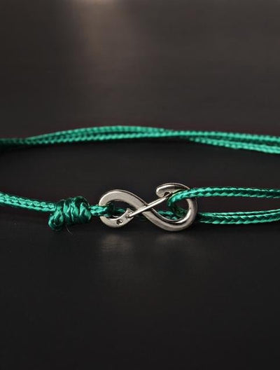We Are All Smith Infinity Bracelet - Green Cord with Silver Clasp