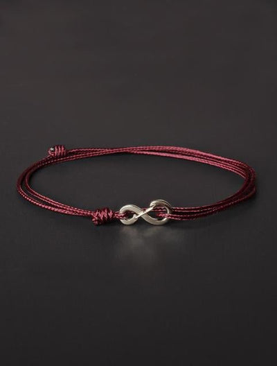 We Are All Smith Infinity Bracelet - Maroon Cord with Silver Clasp