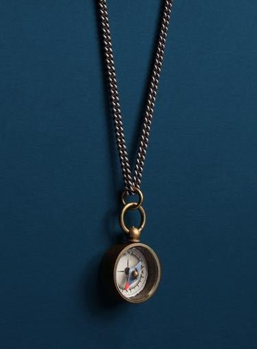 We Are All Smith Miniature Antiqued Compass Necklace